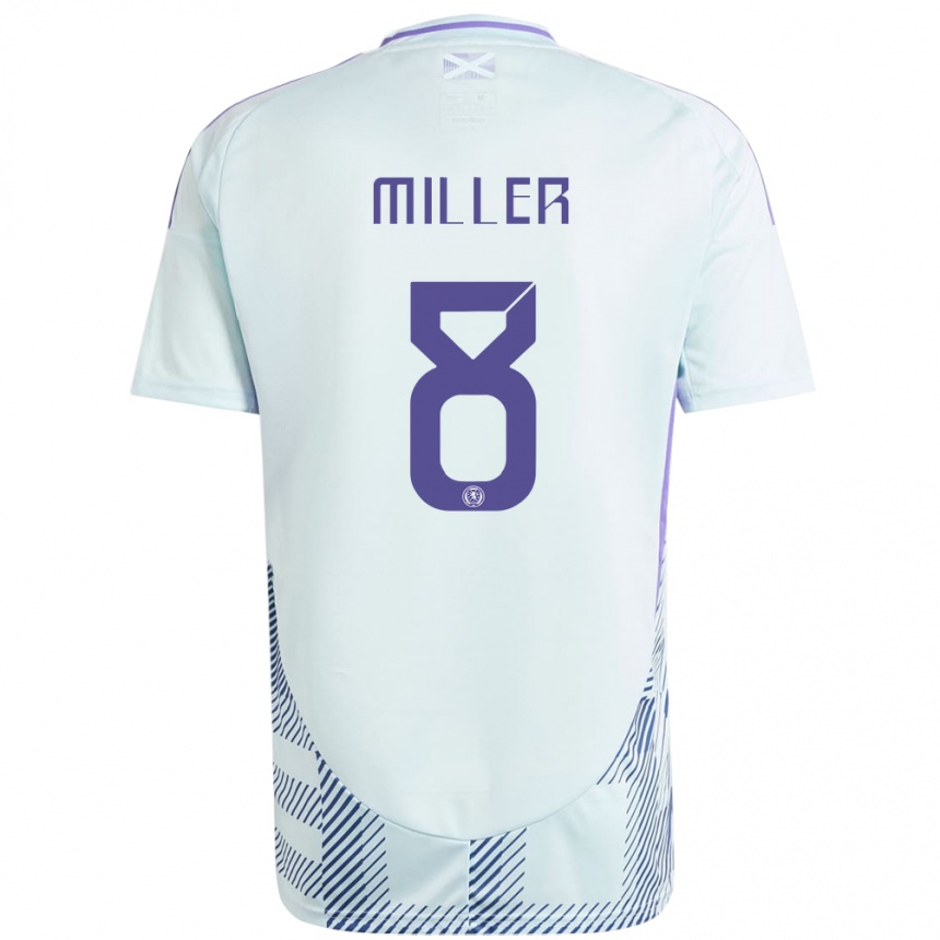 Kids Football Scotland Lennon Miller #8 Light Mint Blue Away Jersey 24-26 T-Shirt Canada