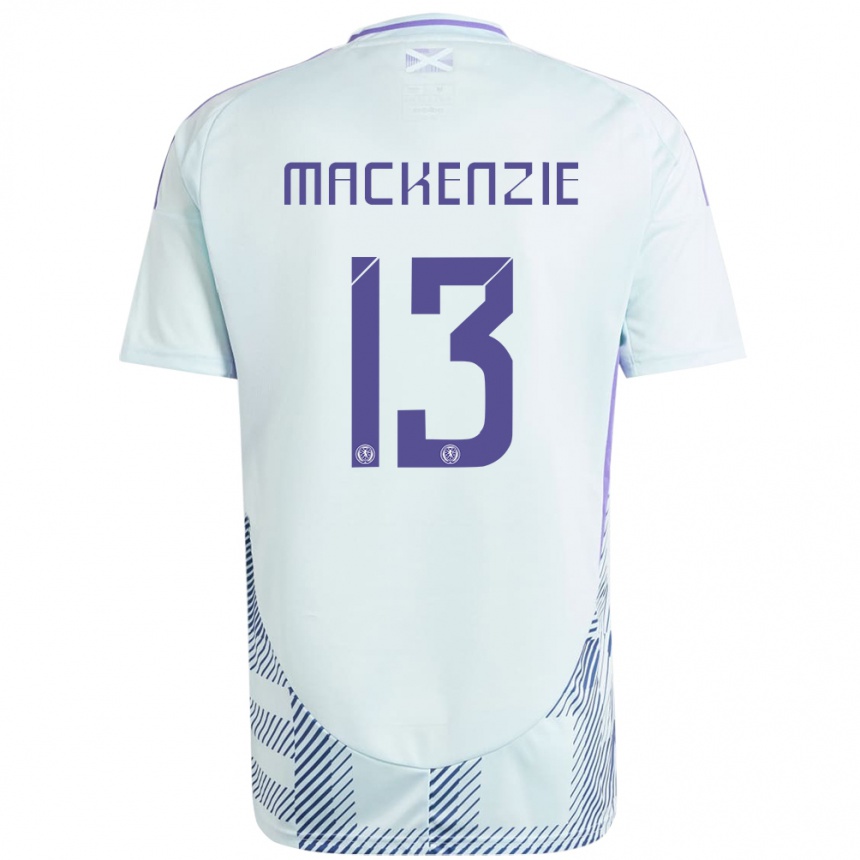 Kids Football Scotland Zander Mackenzie #13 Light Mint Blue Away Jersey 24-26 T-Shirt Canada