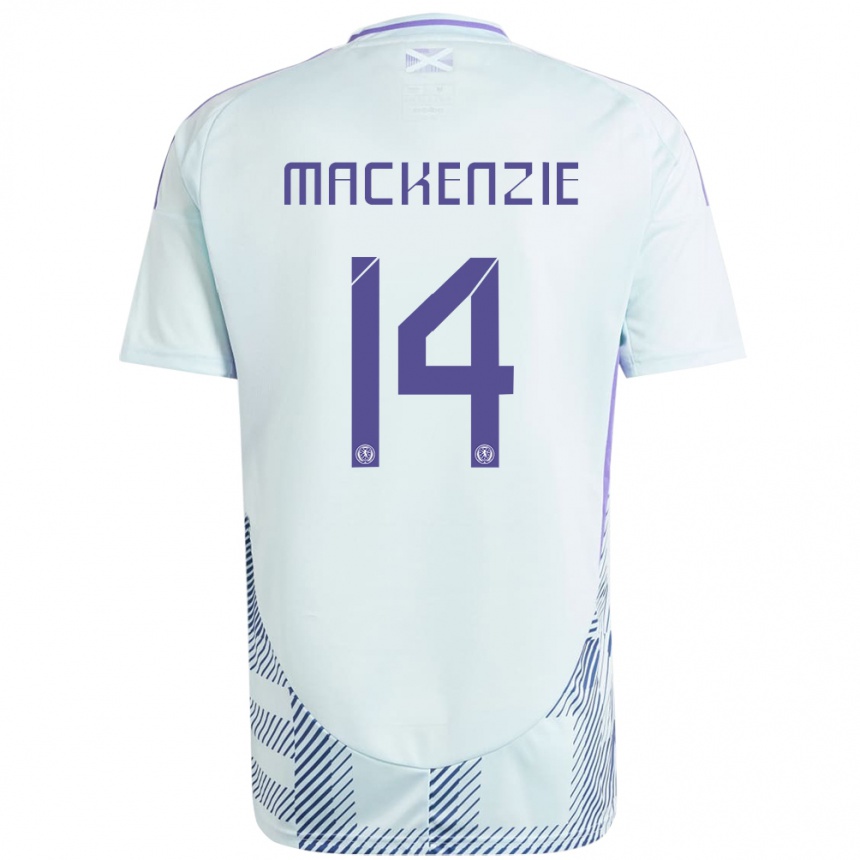 Kids Football Scotland Magnus Mackenzie #14 Light Mint Blue Away Jersey 24-26 T-Shirt Canada