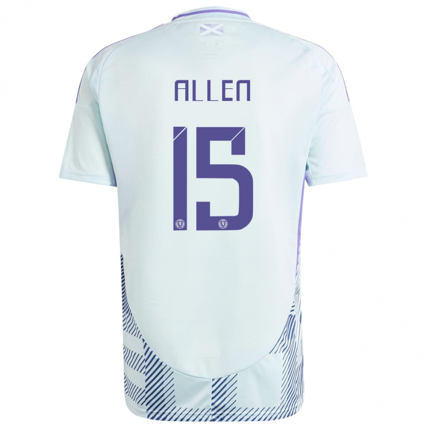 Kids Football Scotland Greig Allen #15 Light Mint Blue Away Jersey 24-26 T-Shirt Canada