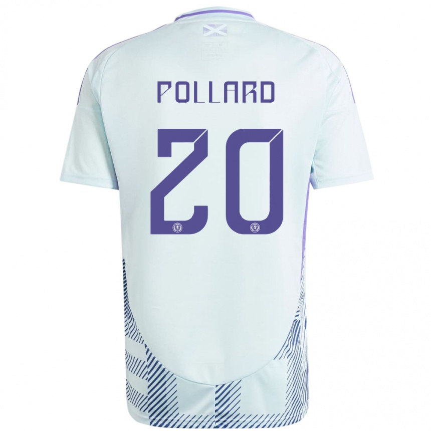 Kids Football Scotland Lancelot Pollard #20 Light Mint Blue Away Jersey 24-26 T-Shirt Canada