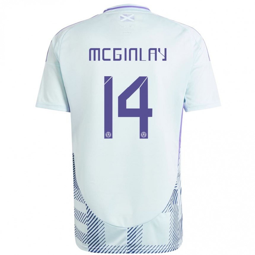 Kids Football Scotland Aiden Mcginlay #14 Light Mint Blue Away Jersey 24-26 T-Shirt Canada