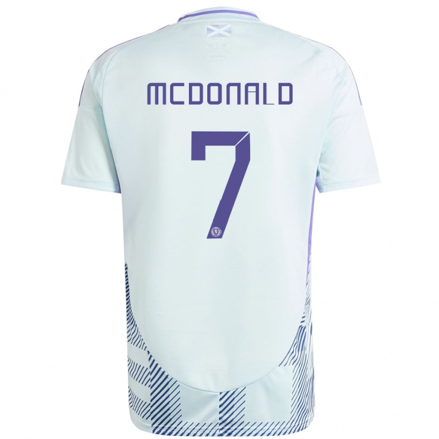 Kids Football Scotland Josh Mcdonald #7 Light Mint Blue Away Jersey 24-26 T-Shirt Canada