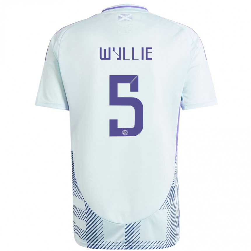 Kids Football Scotland Jack Wyllie #5 Light Mint Blue Away Jersey 24-26 T-Shirt Canada