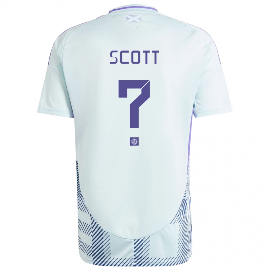 Kids Football Scotland Cameron Scott #0 Light Mint Blue Away Jersey 24-26 T-Shirt Canada