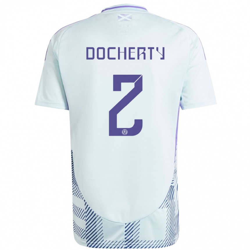 Kids Football Scotland Nicola Docherty #2 Light Mint Blue Away Jersey 24-26 T-Shirt Canada