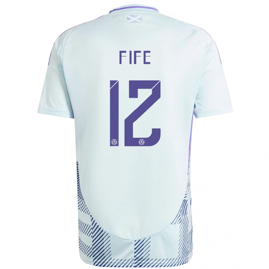 Kids Football Scotland Jenna Fife #12 Light Mint Blue Away Jersey 24-26 T-Shirt Canada