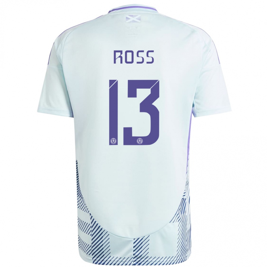 Kids Football Scotland Jane Ross #13 Light Mint Blue Away Jersey 24-26 T-Shirt Canada