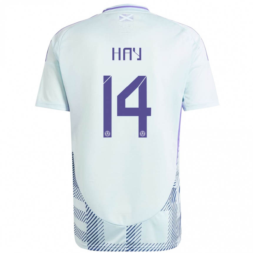 Kids Football Scotland Brogan Hay #14 Light Mint Blue Away Jersey 24-26 T-Shirt Canada