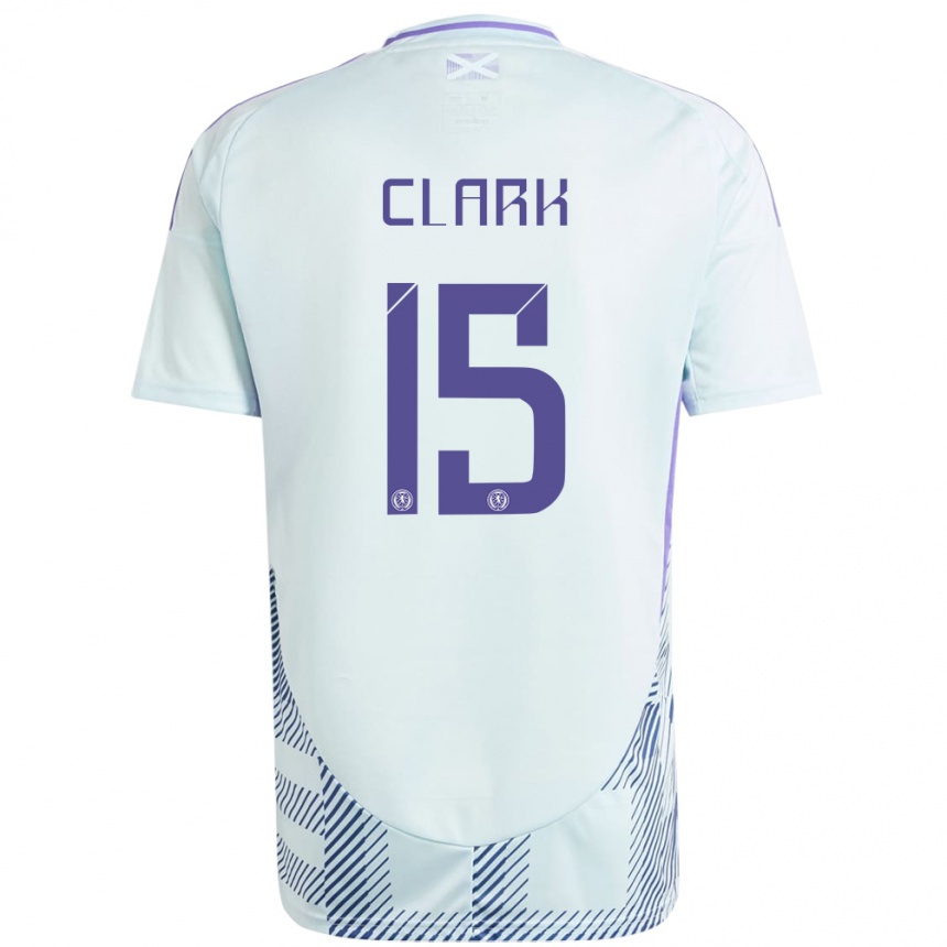 Kids Football Scotland Jenna Clark #15 Light Mint Blue Away Jersey 24-26 T-Shirt Canada