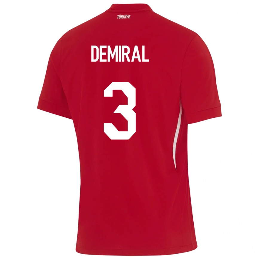 Kids Football Turkey Merih Demiral #3 Red Away Jersey 24-26 T-Shirt Canada