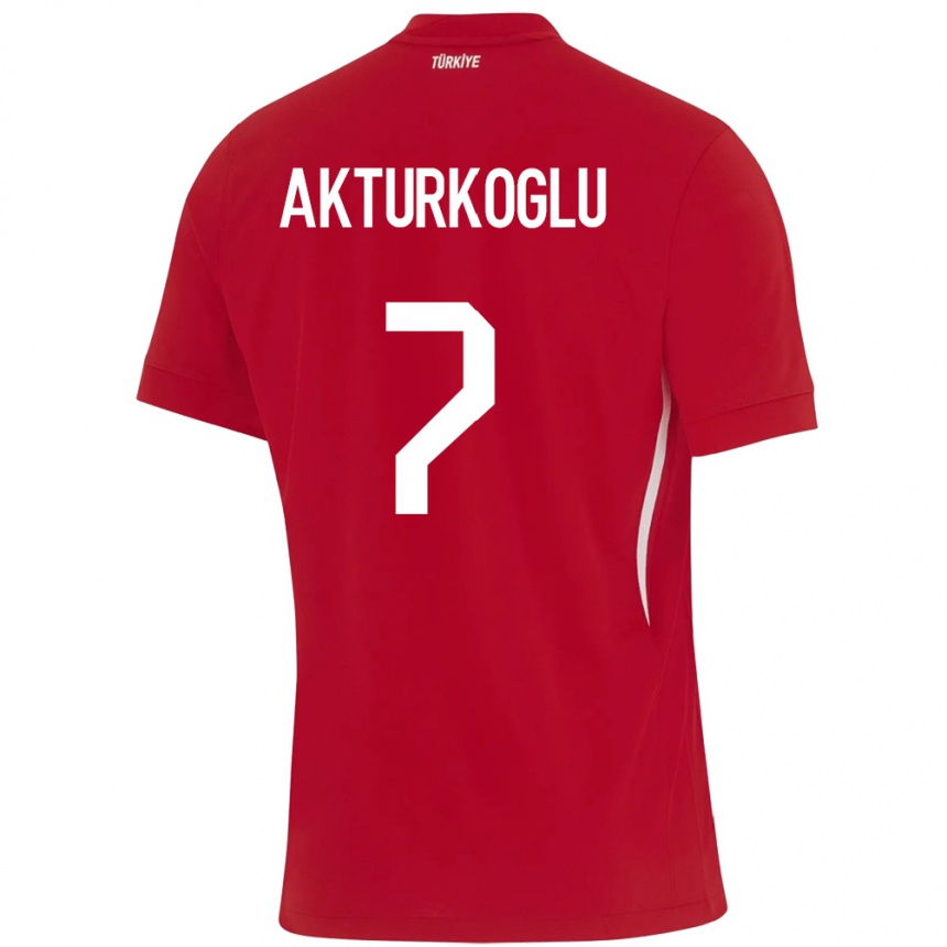 Kids Football Turkey Kerem Aktürkoğlu #7 Red Away Jersey 24-26 T-Shirt Canada