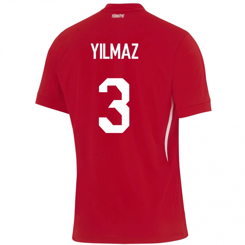 Kids Football Turkey Berkay Yılmaz #3 Red Away Jersey 24-26 T-Shirt Canada