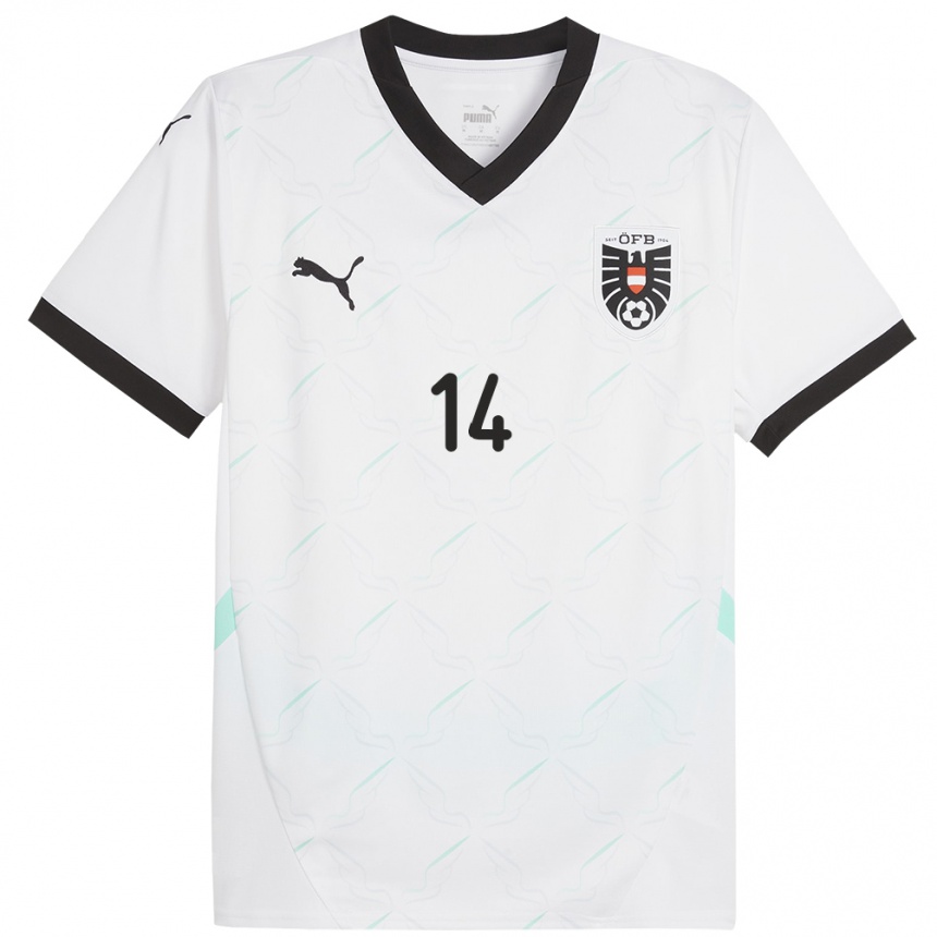 Kids Football Austria Marie Höbinger #14 White Away Jersey 24-26 T-Shirt Canada