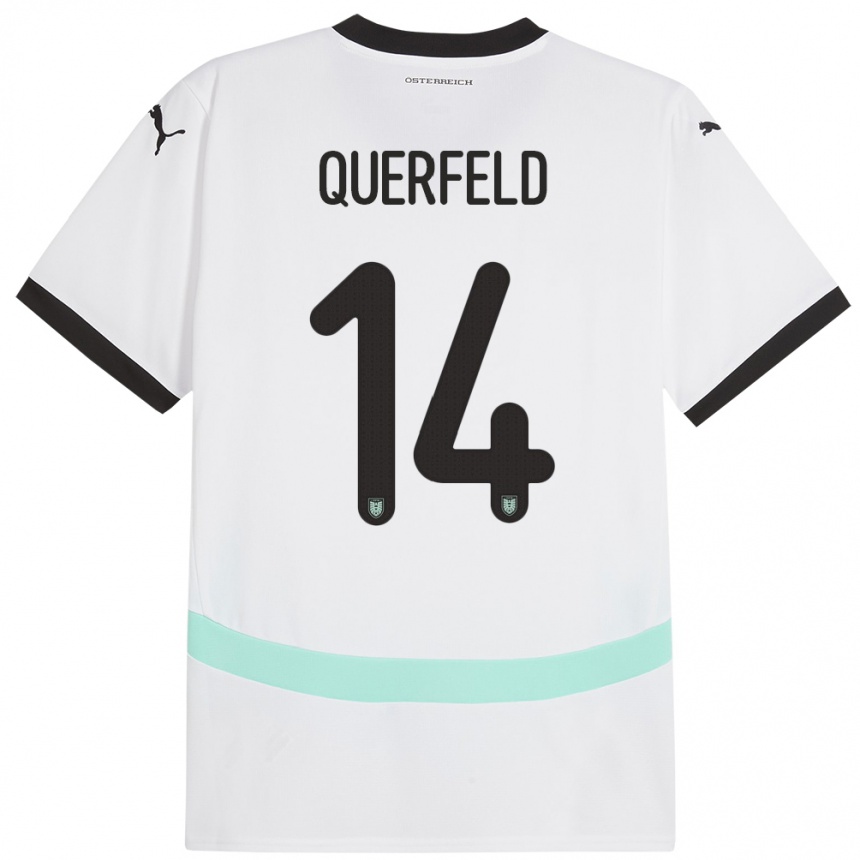 Kids Football Austria Leopold Querfeld #14 White Away Jersey 24-26 T-Shirt Canada