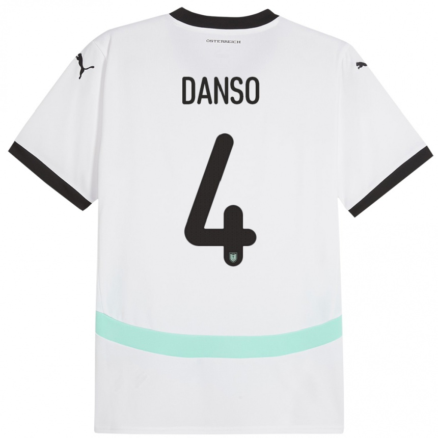 Kids Football Austria Kevin Danso #4 White Away Jersey 24-26 T-Shirt Canada