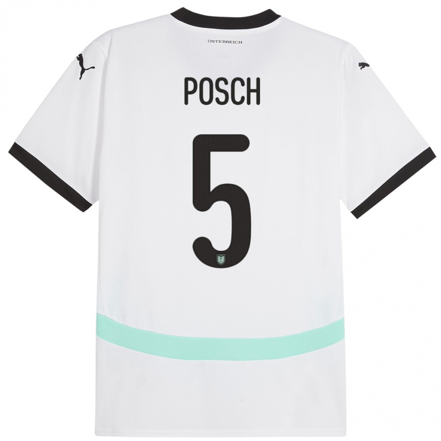 Kids Football Austria Stefan Posch #5 White Away Jersey 24-26 T-Shirt Canada