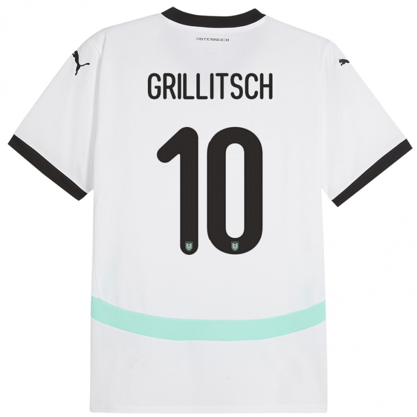 Kids Football Austria Florian Grillitsch #10 White Away Jersey 24-26 T-Shirt Canada