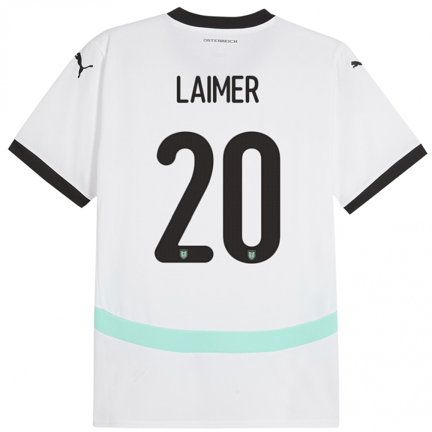 Kids Football Austria Konrad Laimer #20 White Away Jersey 24-26 T-Shirt Canada