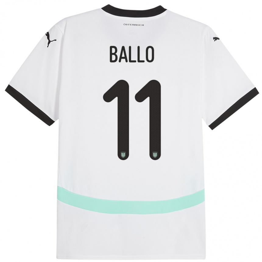 Kids Football Austria Thierno Ballo #11 White Away Jersey 24-26 T-Shirt Canada