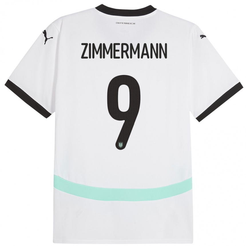 Kids Football Austria Bernhard Zimmermann #9 White Away Jersey 24-26 T-Shirt Canada