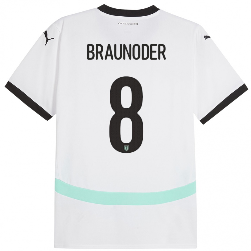 Kids Football Austria Matthias Braunöder #8 White Away Jersey 24-26 T-Shirt Canada