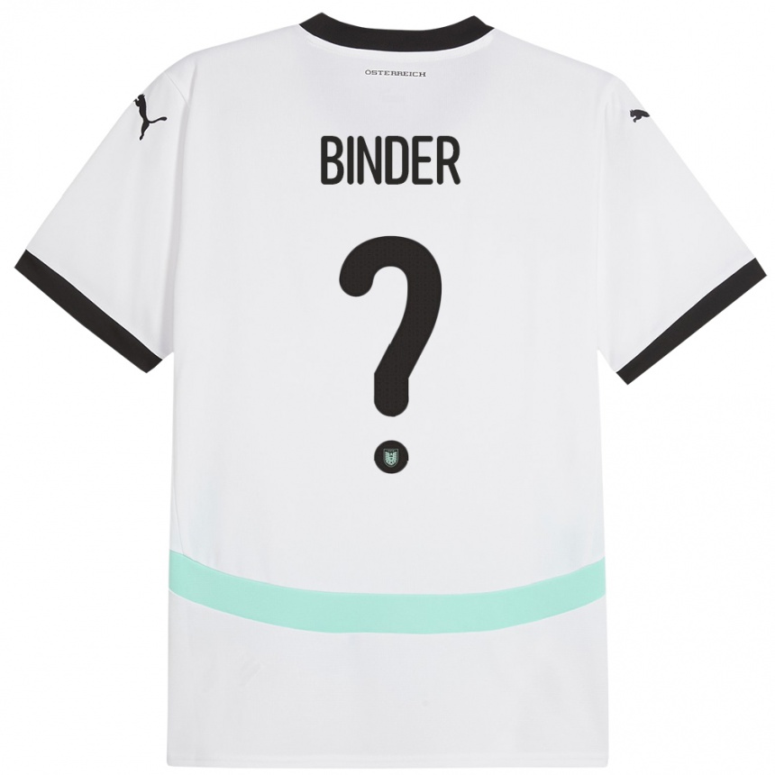 Kids Football Austria Nicolas Binder #0 White Away Jersey 24-26 T-Shirt Canada