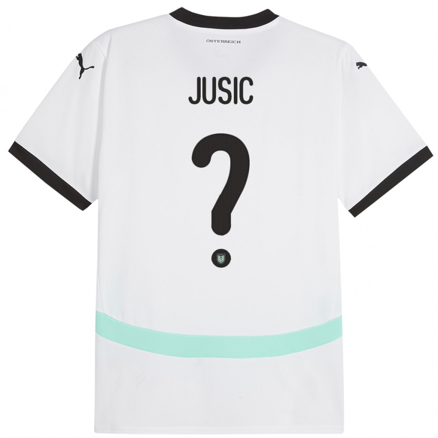 Kids Football Austria Kenan Jusic #0 White Away Jersey 24-26 T-Shirt Canada