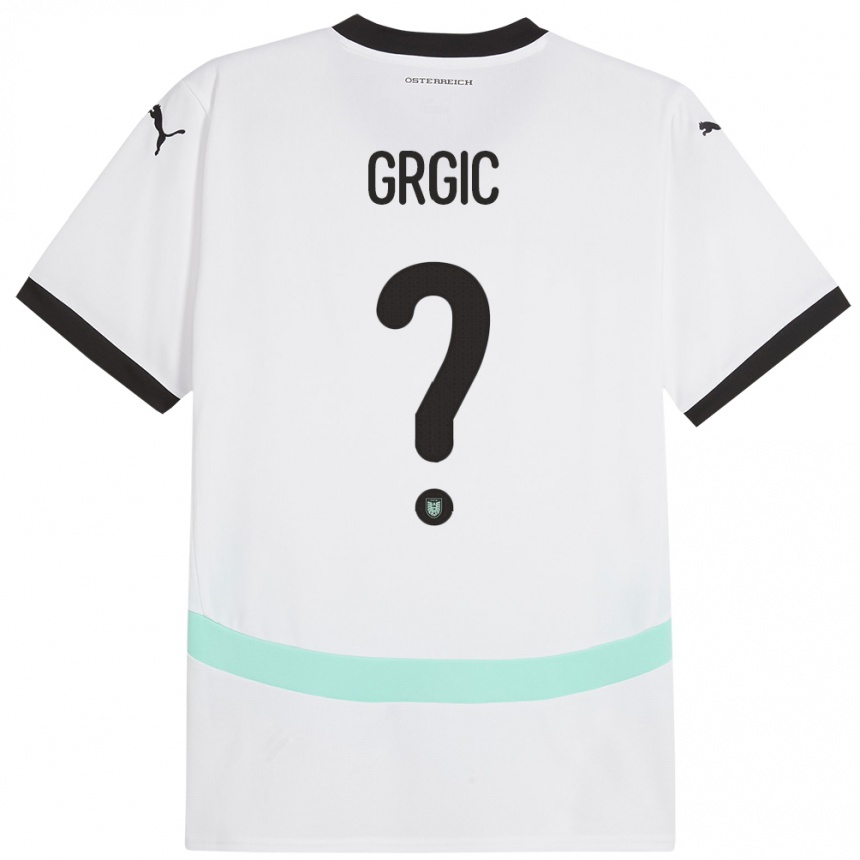 Kids Football Austria Leon Grgic #0 White Away Jersey 24-26 T-Shirt Canada