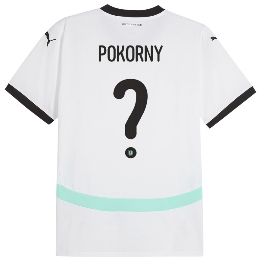 Kids Football Austria Jakob Pokorny #0 White Away Jersey 24-26 T-Shirt Canada