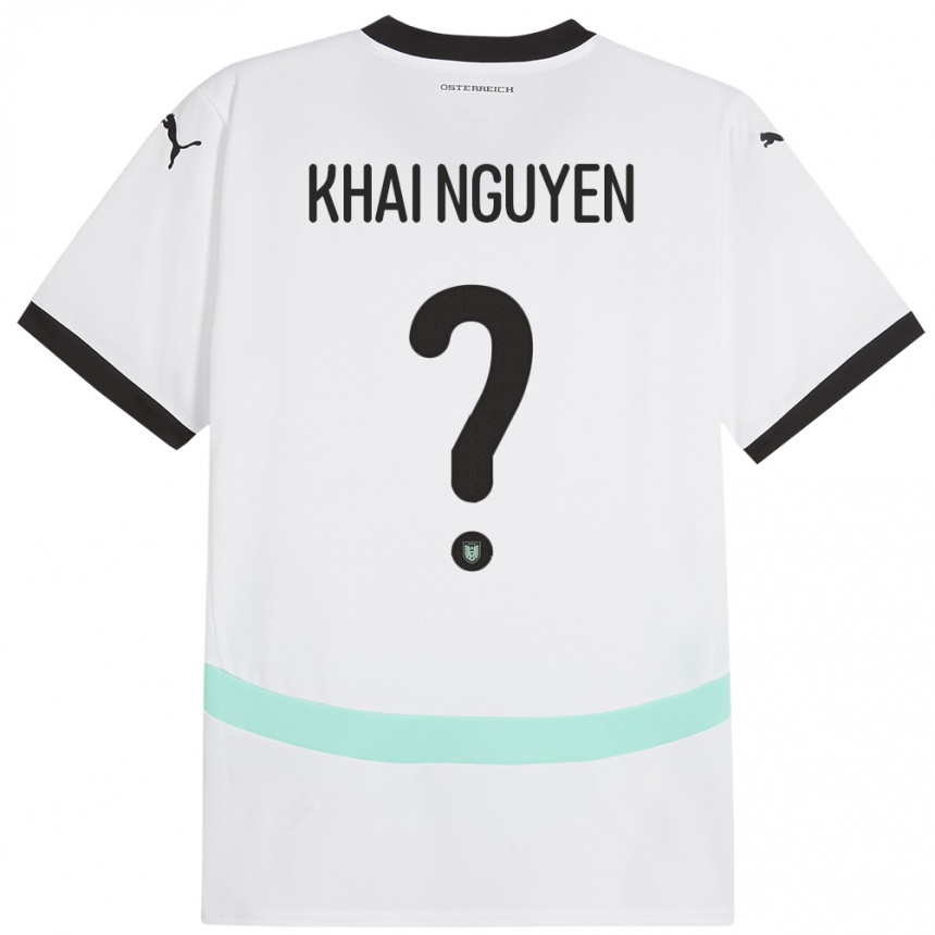 Kids Football Austria Quoc Khai Nguyen #0 White Away Jersey 24-26 T-Shirt Canada