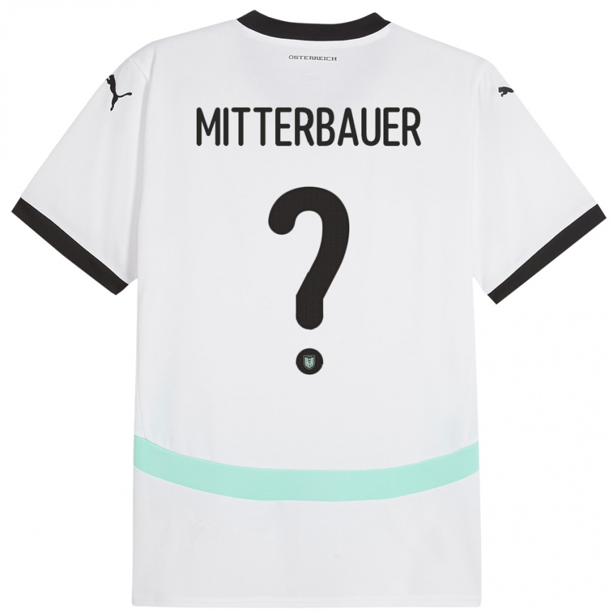 Kids Football Austria Elias Mitterbauer #0 White Away Jersey 24-26 T-Shirt Canada