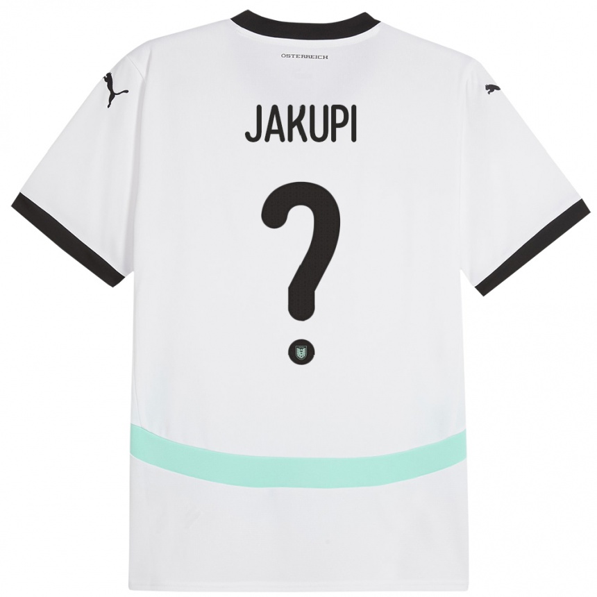 Kids Football Austria Edin Jakupi #0 White Away Jersey 24-26 T-Shirt Canada