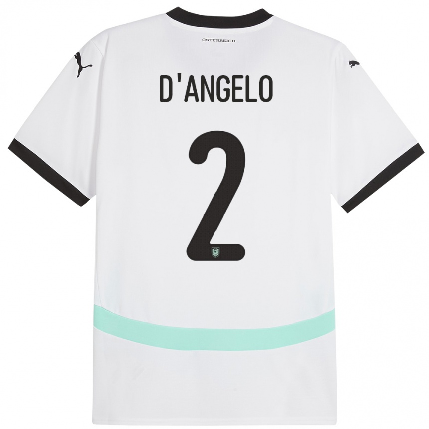 Kids Football Austria Chiara D’angelo #2 White Away Jersey 24-26 T-Shirt Canada