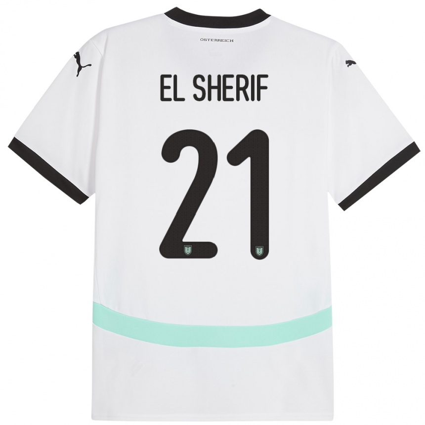 Kids Football Austria Mariella El Sherif #21 White Away Jersey 24-26 T-Shirt Canada