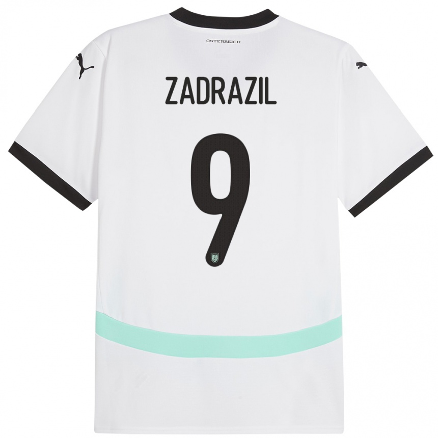 Kids Football Austria Sarah Zadrazil #9 White Away Jersey 24-26 T-Shirt Canada