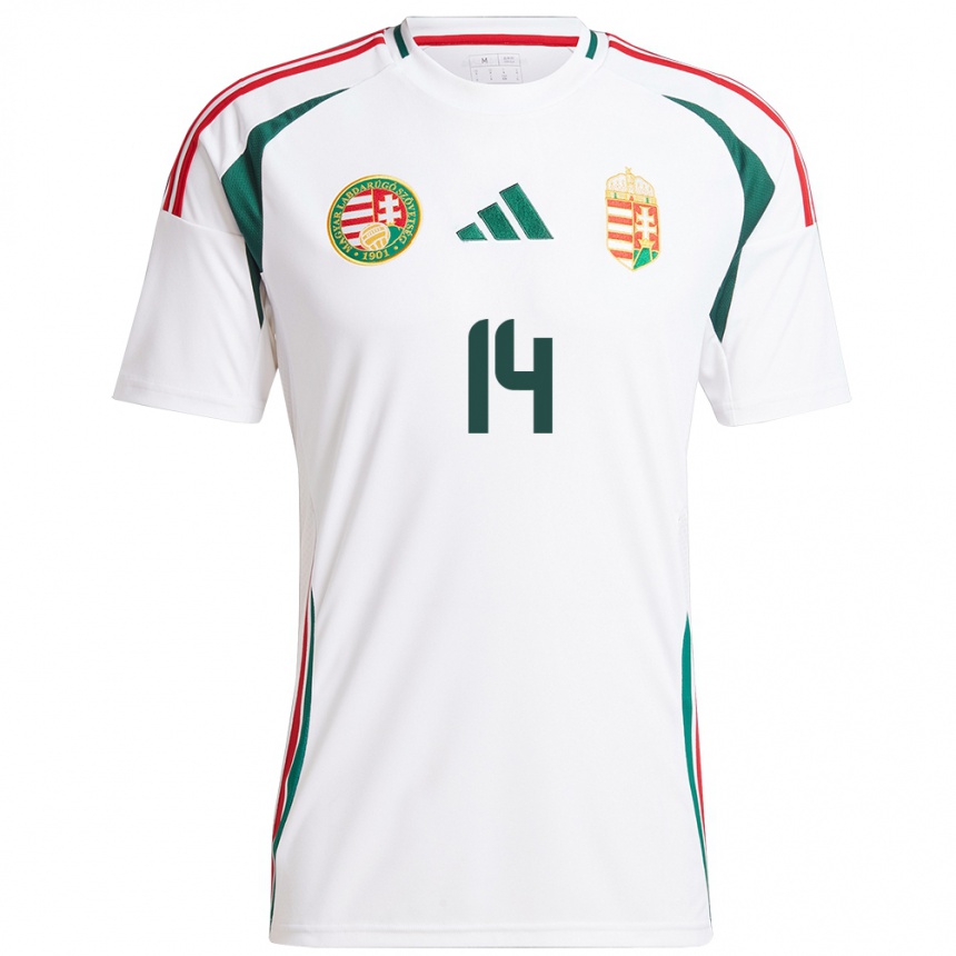 Kids Football Hungary Artúr Horváth #14 White Away Jersey 24-26 T-Shirt Canada