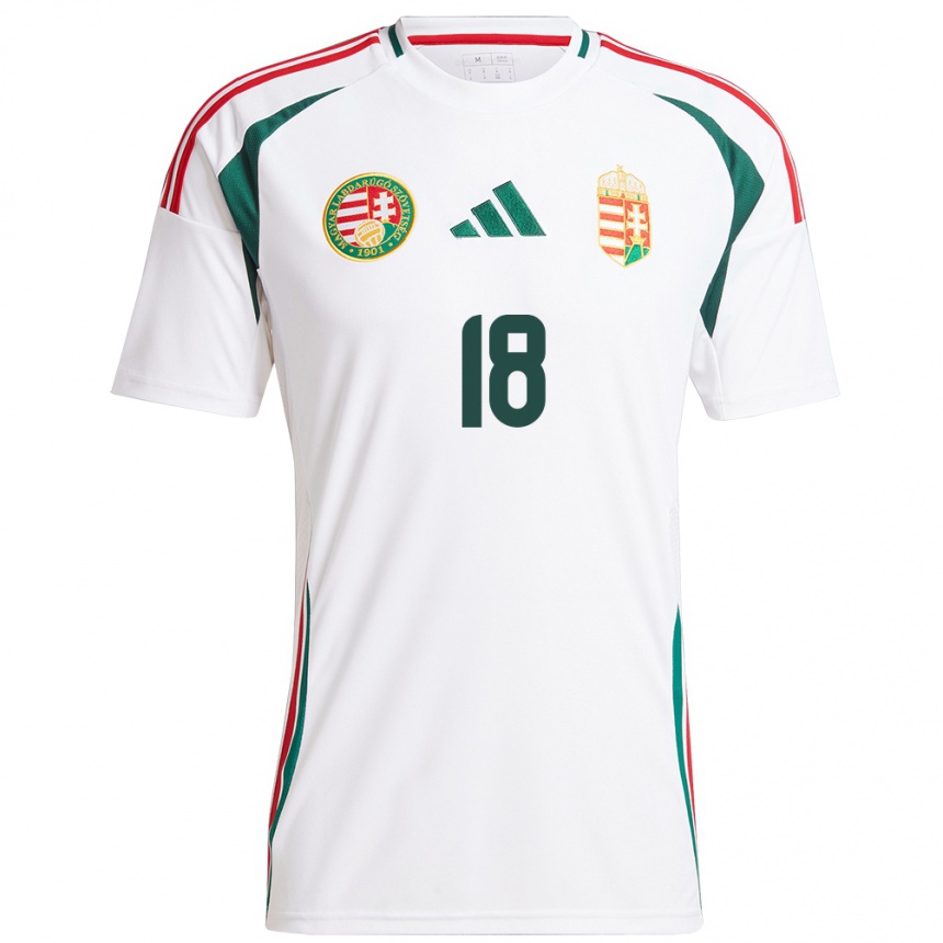 Kids Football Hungary Barnabás Barkóczi #18 White Away Jersey 24-26 T-Shirt Canada