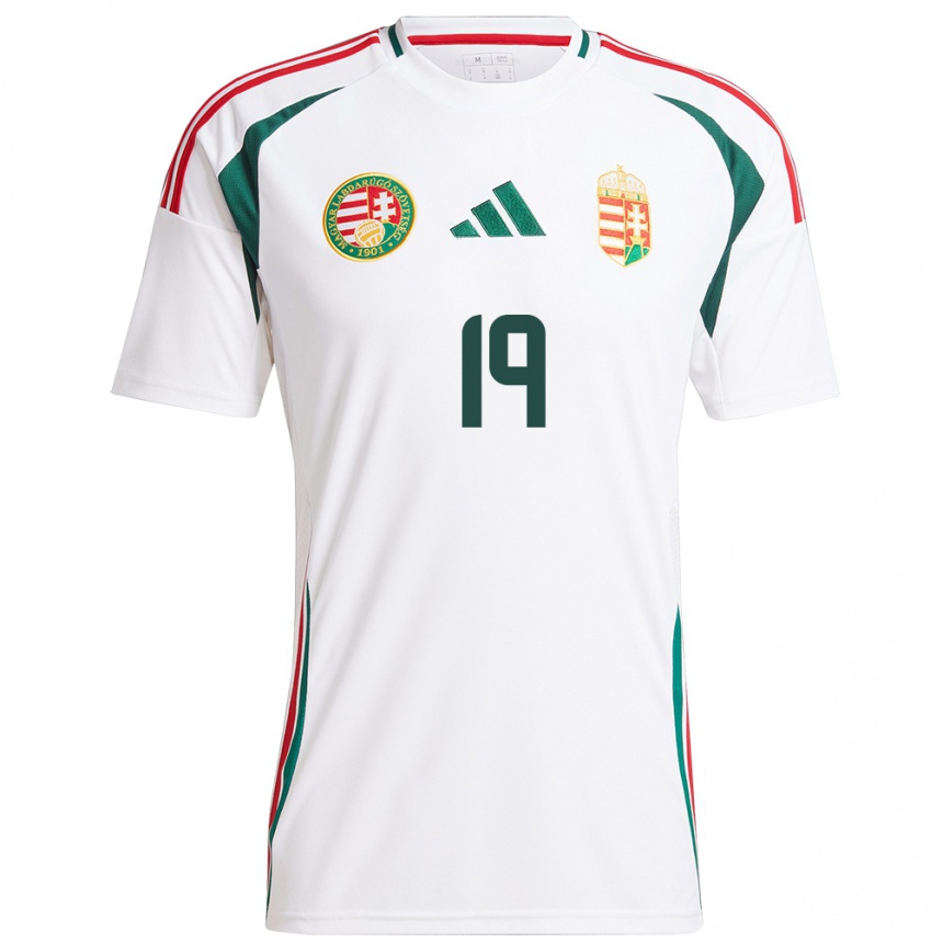 Kids Football Hungary Barnabás Varga #19 White Away Jersey 24-26 T-Shirt Canada