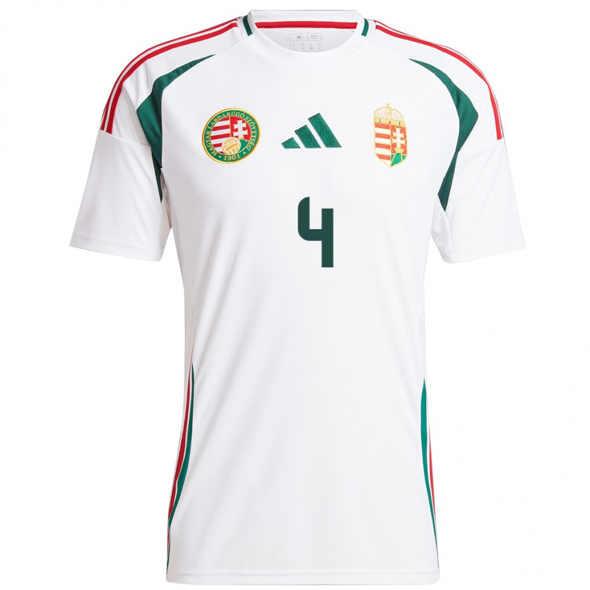 Kids Football Hungary Bálint Kiss #4 White Away Jersey 24-26 T-Shirt Canada