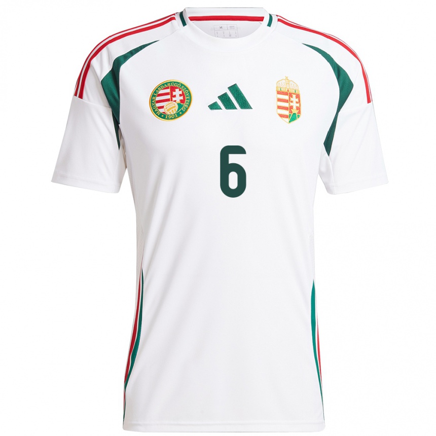 Kids Football Hungary Barna Pál #6 White Away Jersey 24-26 T-Shirt Canada