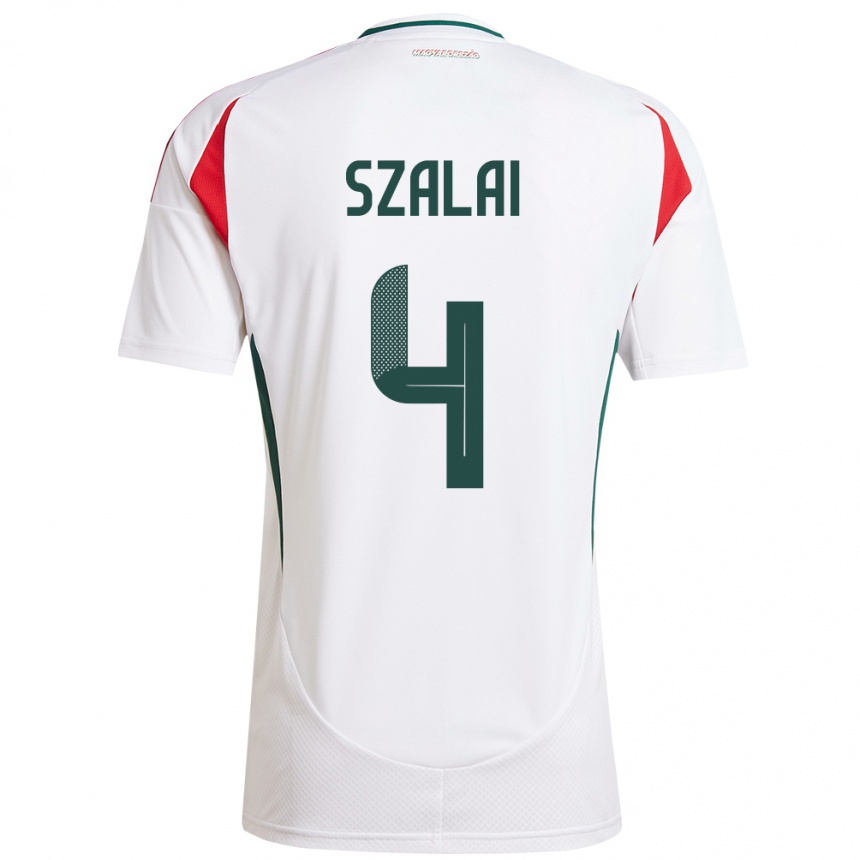 Kids Football Hungary Attila Szalai #4 White Away Jersey 24-26 T-Shirt Canada