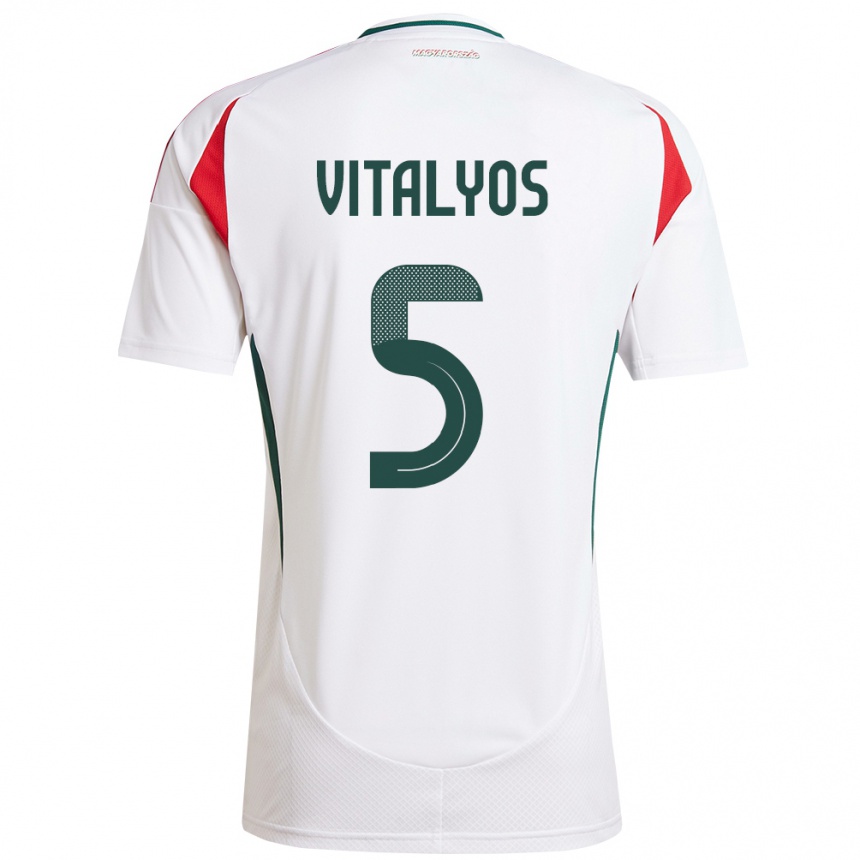 Kids Football Hungary Viktor Vitályos #5 White Away Jersey 24-26 T-Shirt Canada