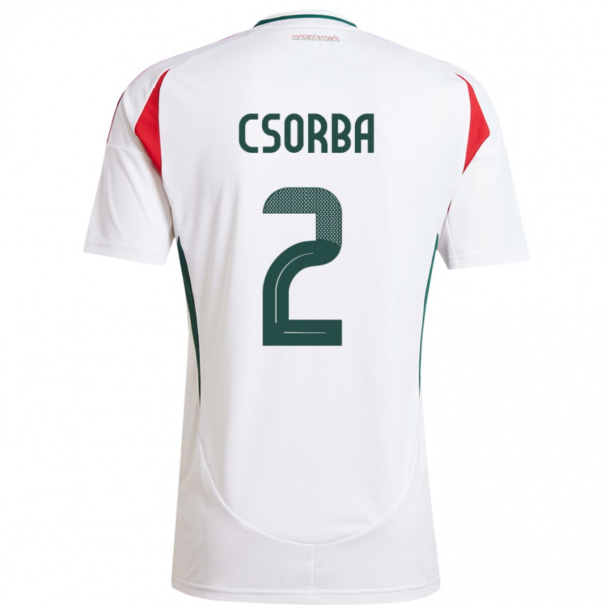 Kids Football Hungary Dominik Csorba #2 White Away Jersey 24-26 T-Shirt Canada