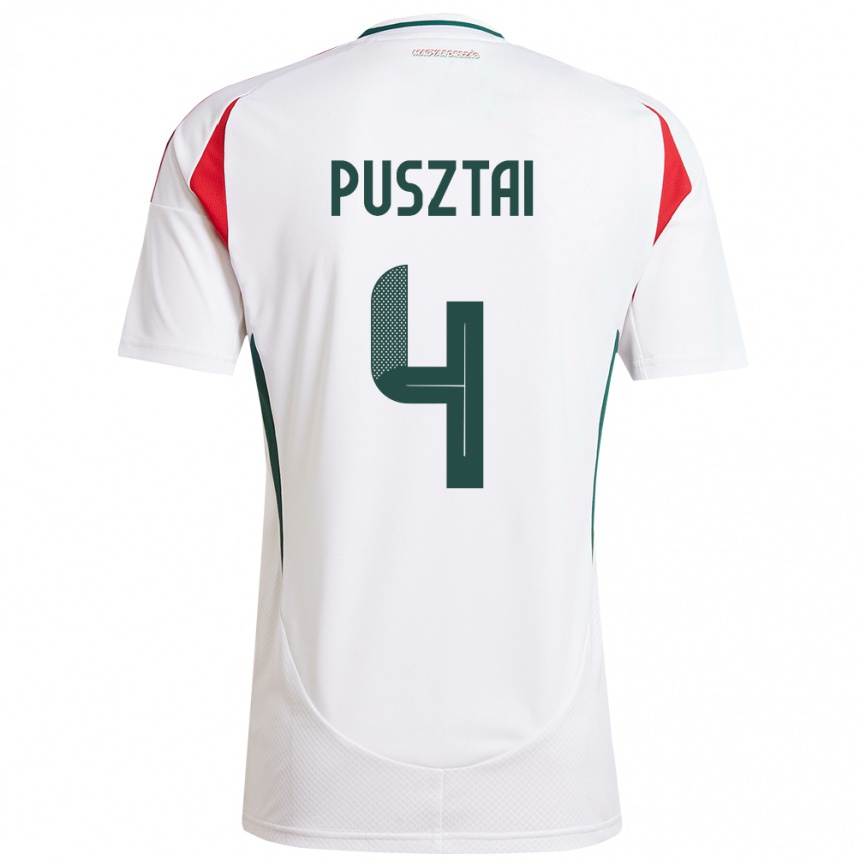 Kids Football Hungary Sára Pusztai #4 White Away Jersey 24-26 T-Shirt Canada