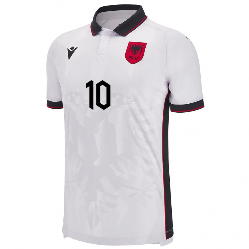 Kids Football Albania Tedi Malaj #10 White Away Jersey 24-26 T-Shirt Canada