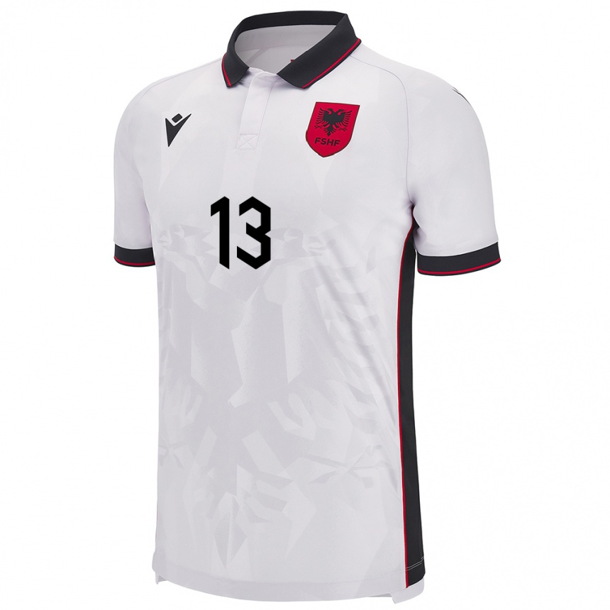 Kids Football Albania Klaudia Borci #13 White Away Jersey 24-26 T-Shirt Canada