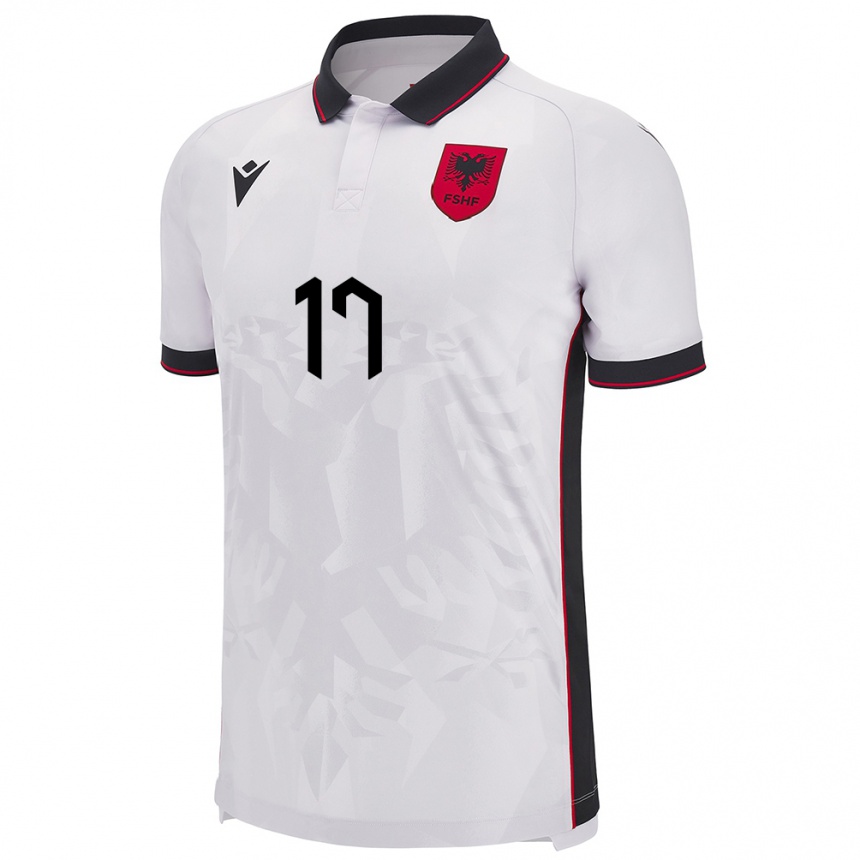 Kids Football Albania Elion Jashari #17 White Away Jersey 24-26 T-Shirt Canada