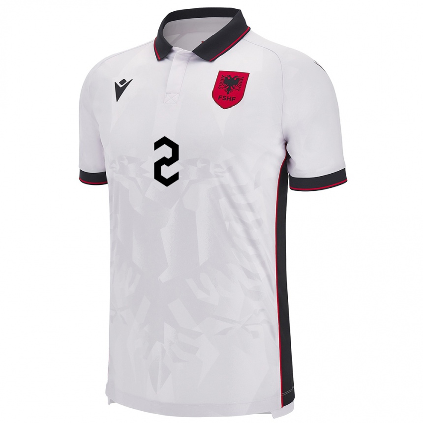 Kids Football Albania Geralb Smajli #2 White Away Jersey 24-26 T-Shirt Canada