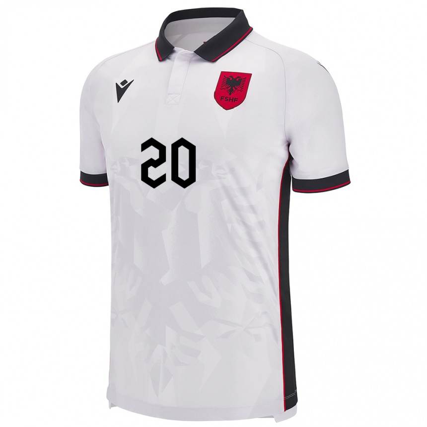 Kids Football Albania Ylber Ramadani #20 White Away Jersey 24-26 T-Shirt Canada